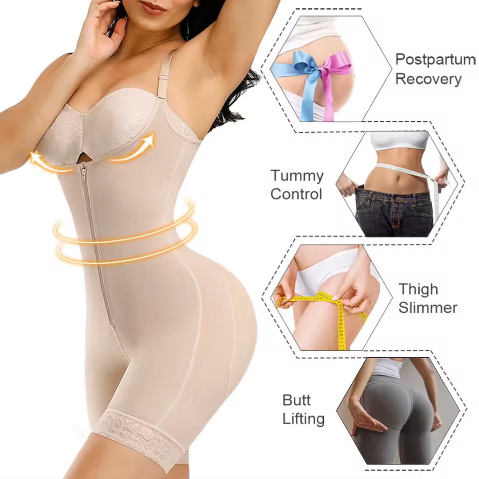 Fajas Colombianas Detachable Straps Full Body Shaper Tummy Slimming